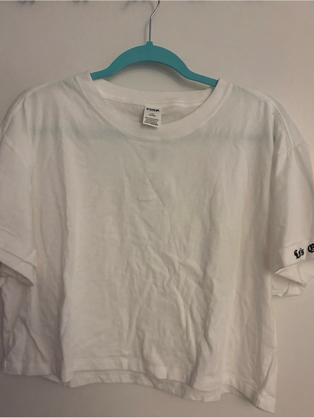 PINK Victoria's Secret White Cropped Crewneck Tee
